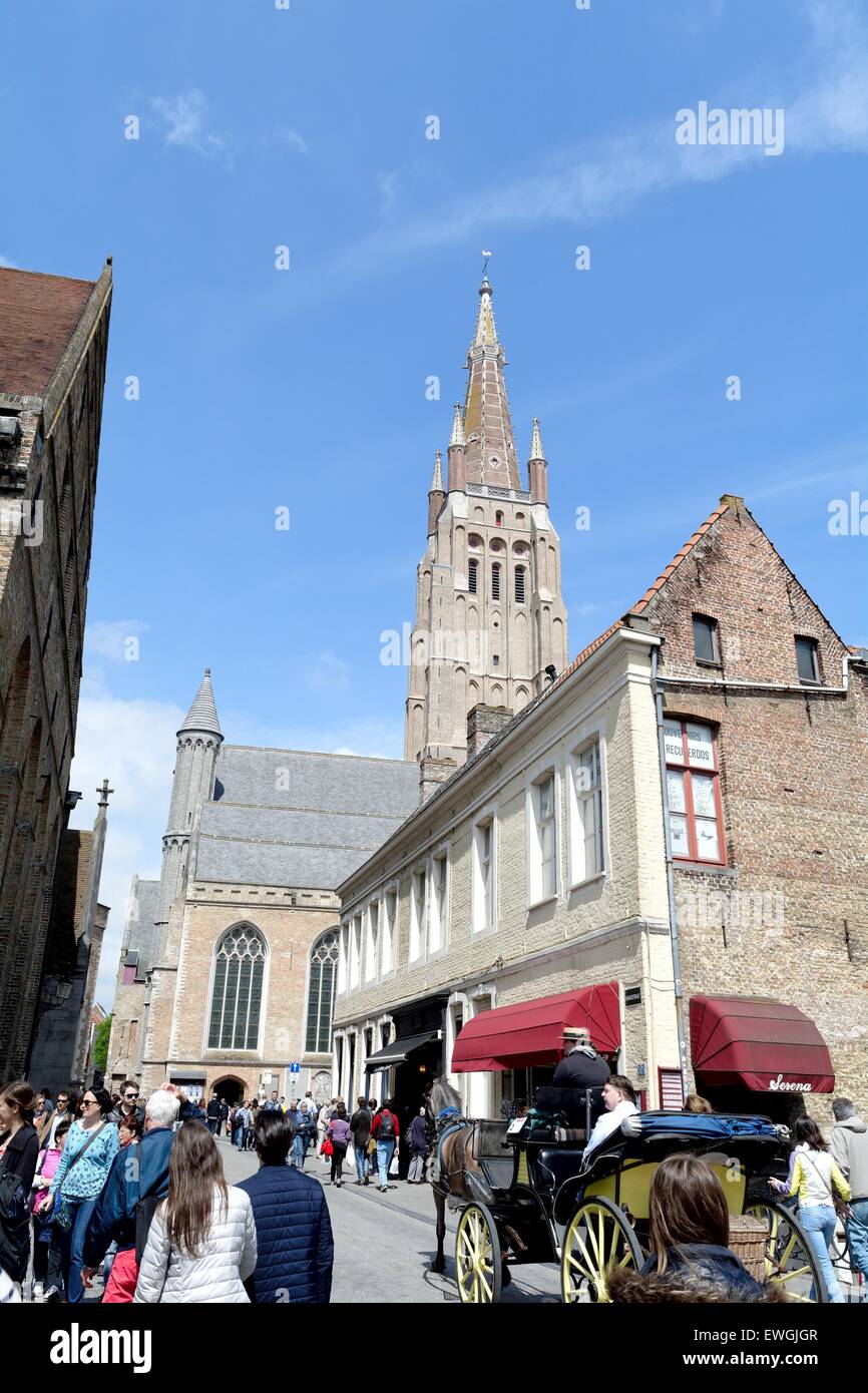 Notre Dame cathedral in Bruges city centre Stock Photo
