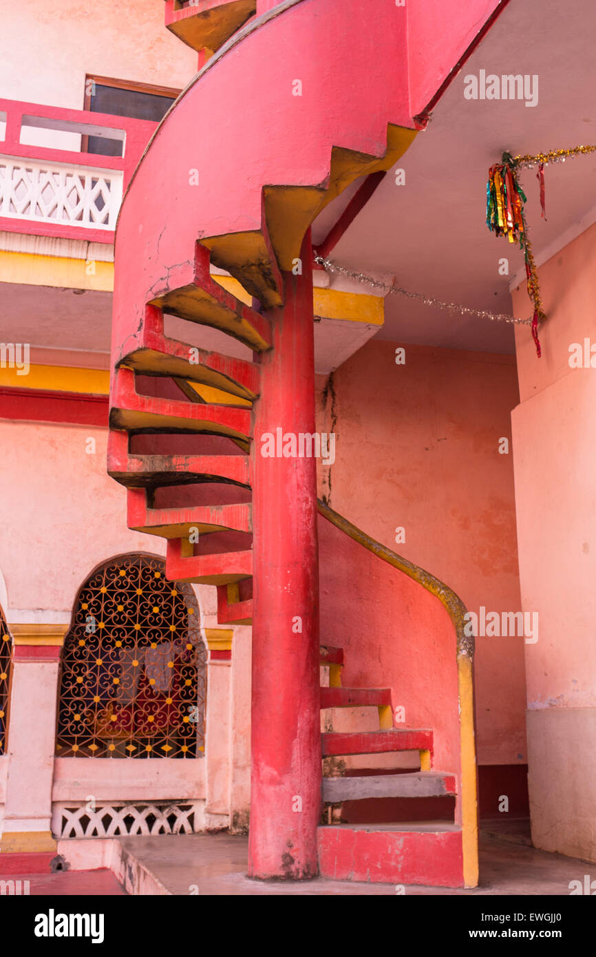 Upside view of a spiral staircase Stock Photo