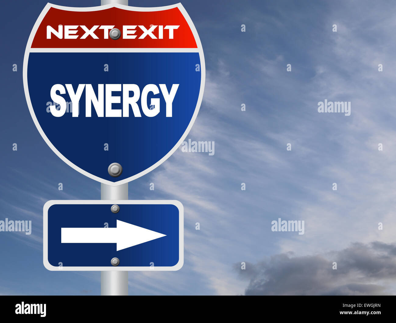Synergy road sign Stock Photo