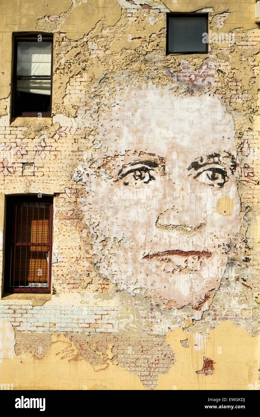 Portrait Etched in Brickwork Fremantle Perth Western Australia Stock Photo