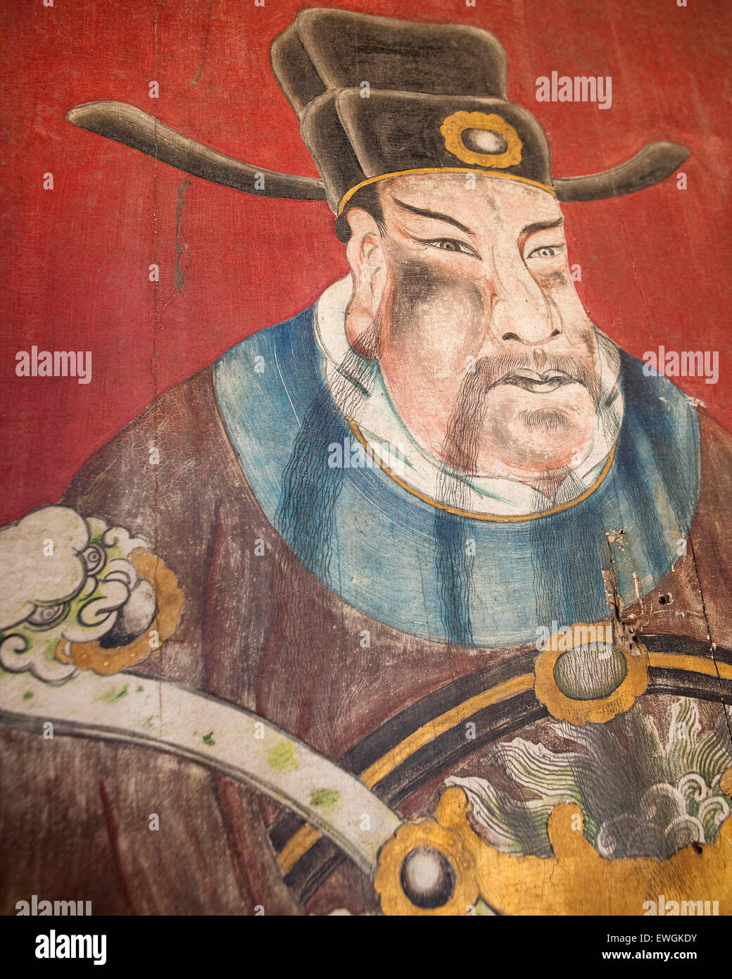 A detail of a painted door at Longshan Temple, Lukang, Taiwan. Stock Photo