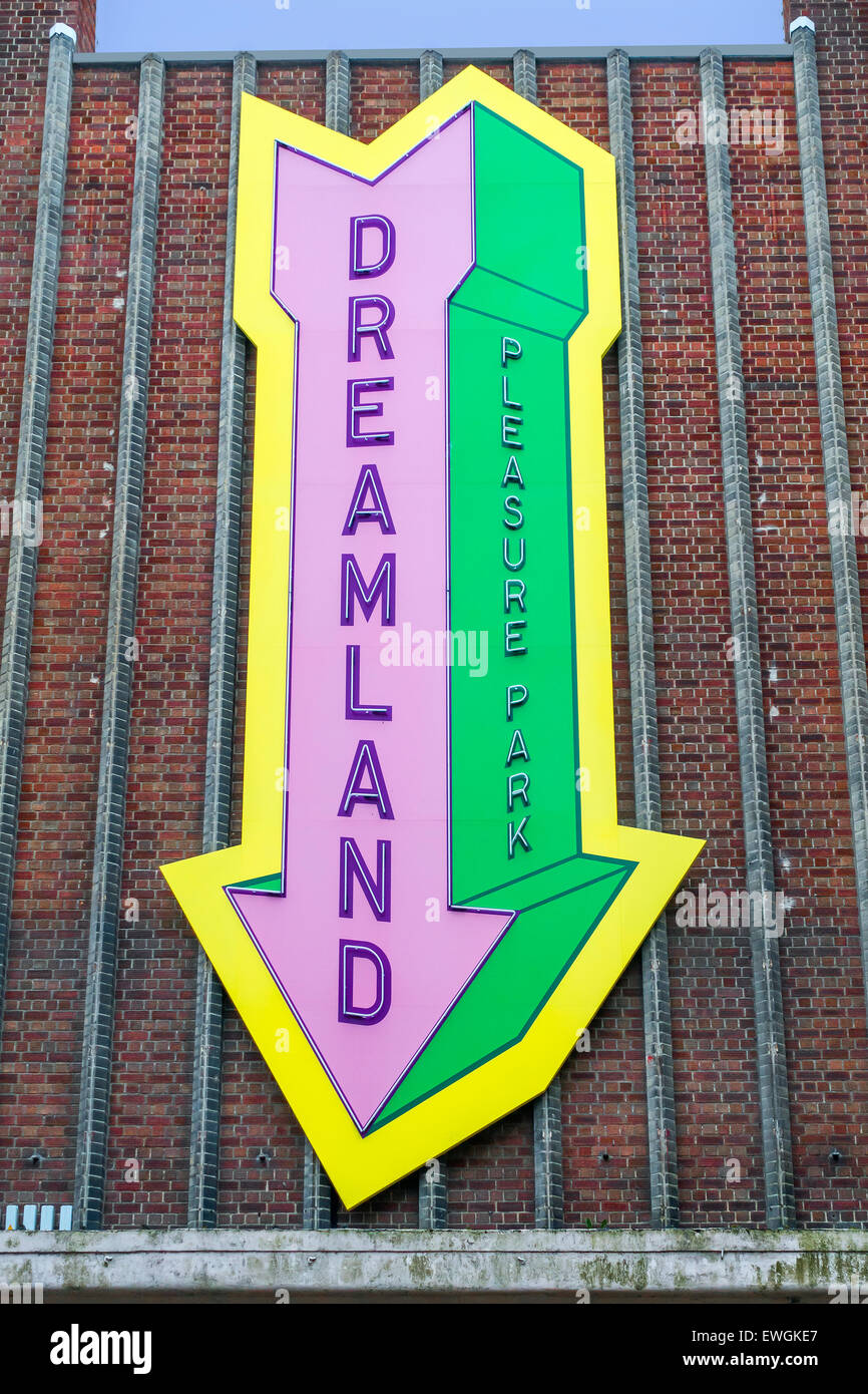 Dreamland Pleasure Park Entrance Sign Margate Kent England UK Stock Photo