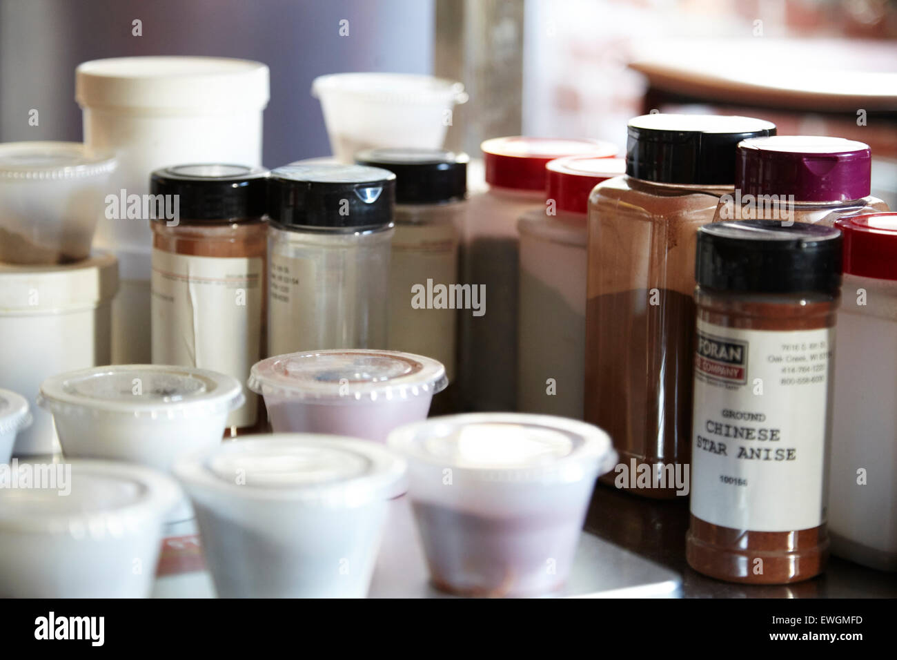 spice rack kitchen setting Stock Photo