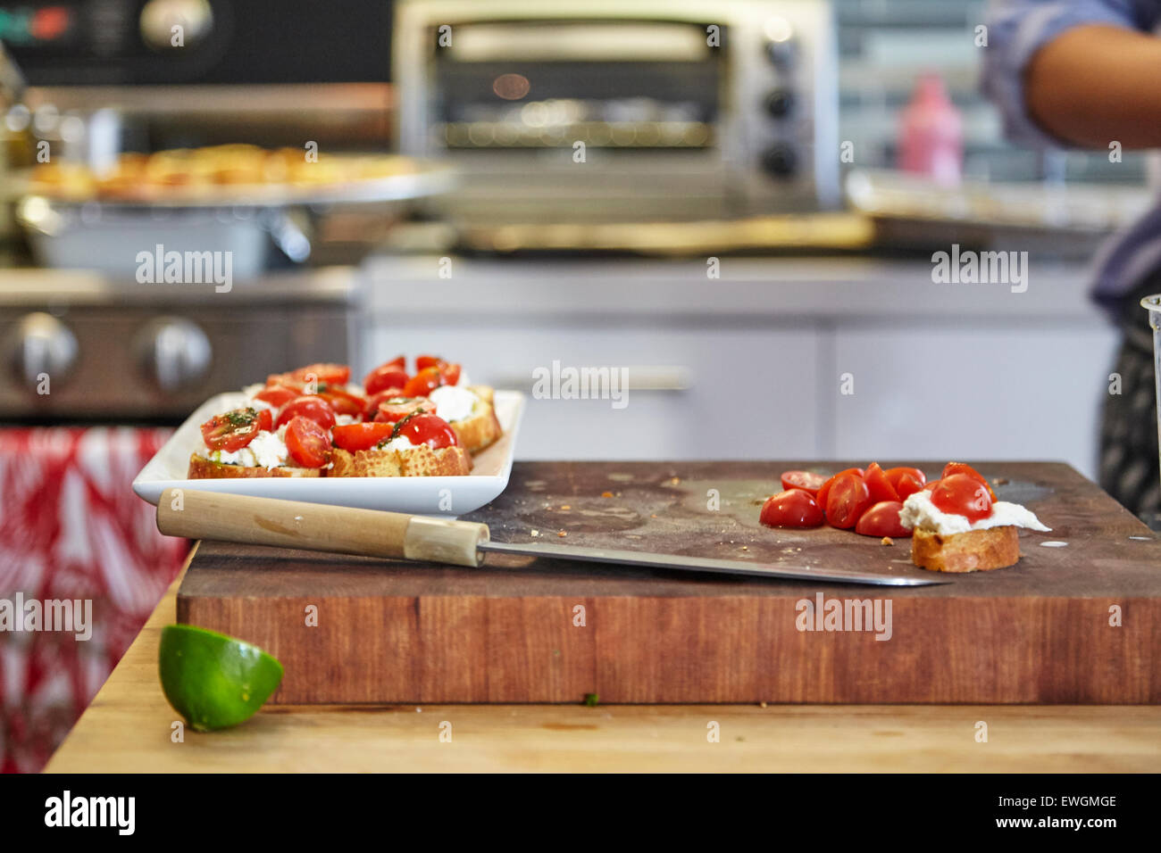 bruschetta on a grilled bread garlic olive oil salt italian basil