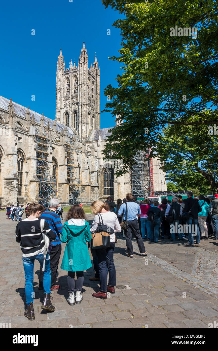 Canterbury Cathedral Tourists Visitors Kent England UK Stock Photo