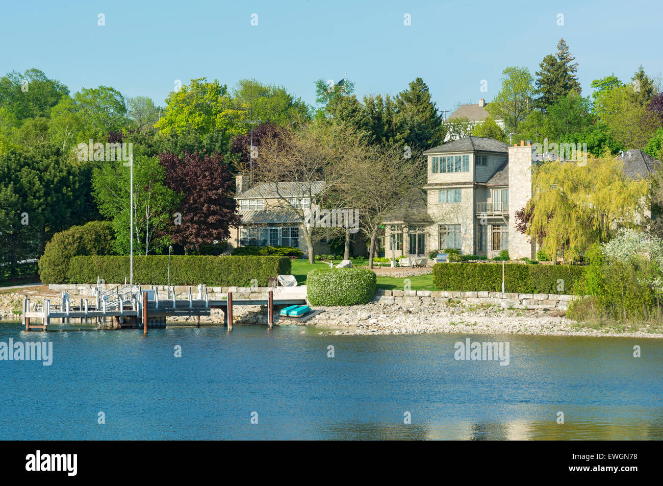 Wisconsin, Door County, Egg Harbor, waterfront homes Stock Photo Alamy