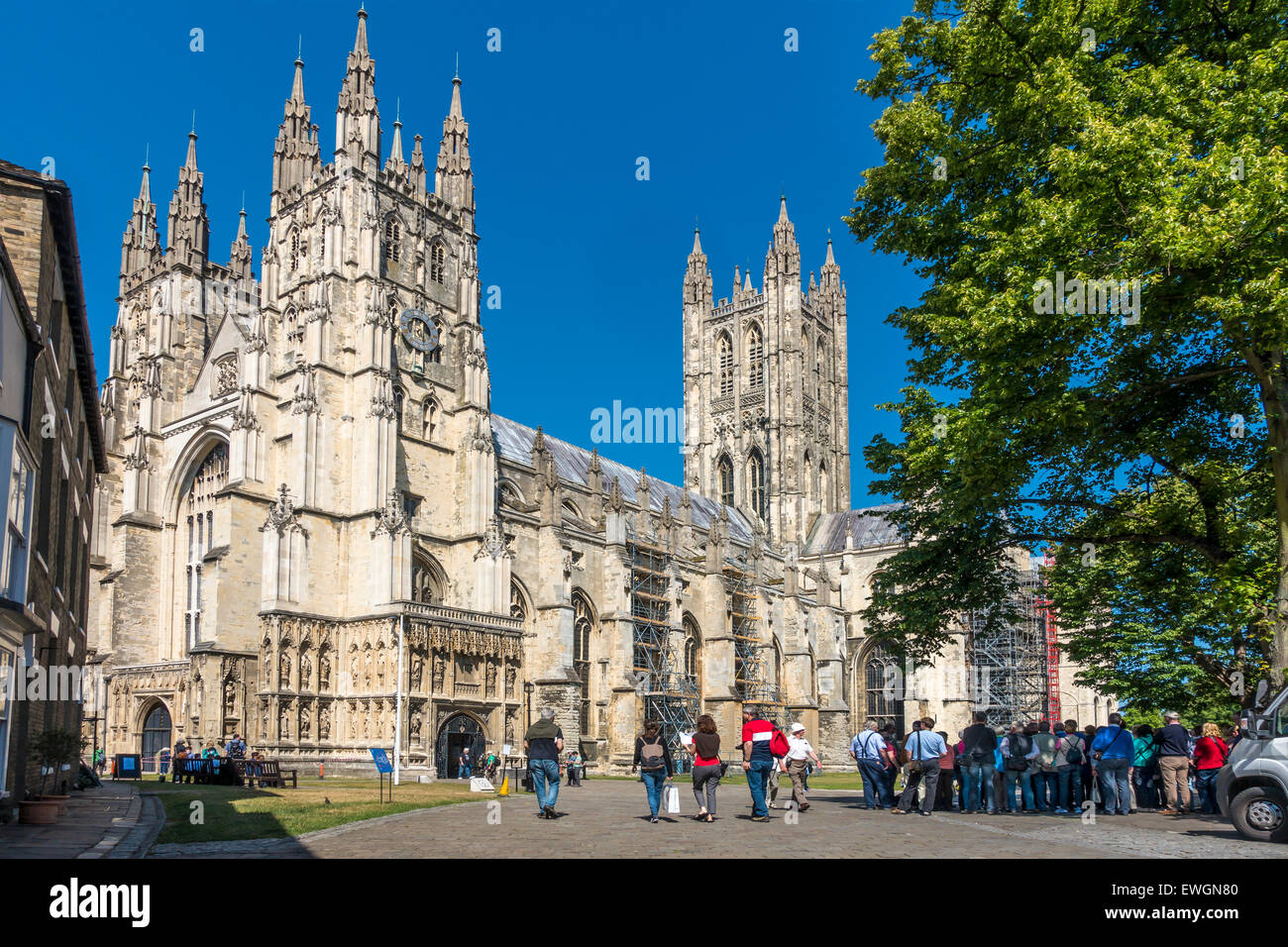 Canterbury Cathedral Tourists Visitors Kent England UK Stock Photo