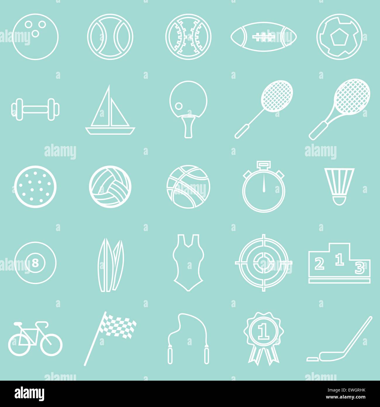Sport line icons on green background, stock vector Stock Vector Image ...