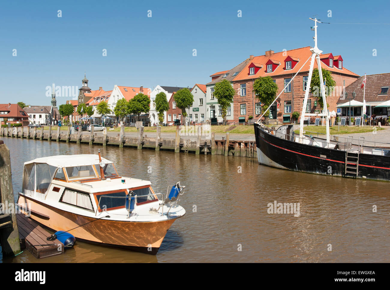 The harbour of Tönning, a small historic town in North Frisia, Germany Stock Photo