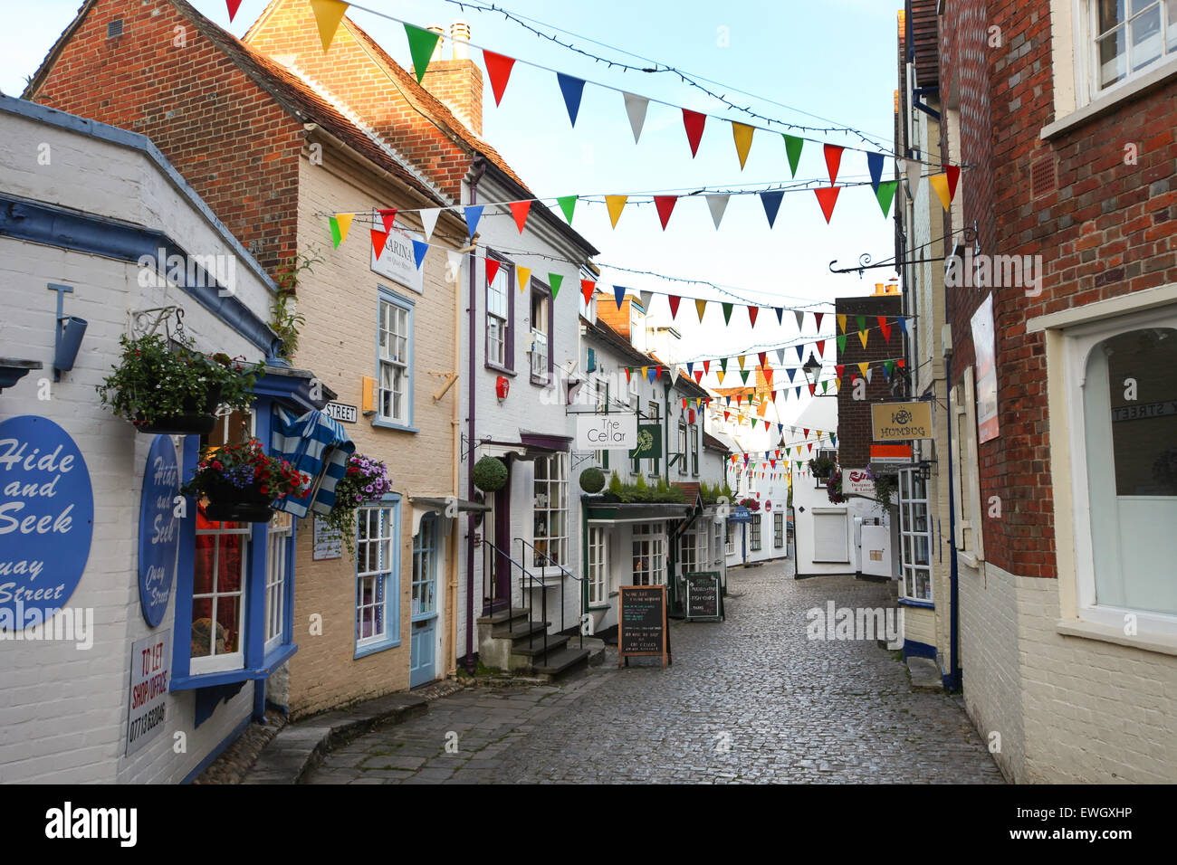 Quay Hill and Quay Street in Lymington Hampshire on the edge of the New Forest Stock Photo