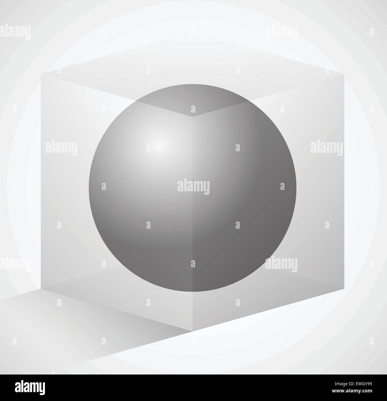 Sphere in cube. Abstract 3d illustration. Editable vector Stock Vector ...