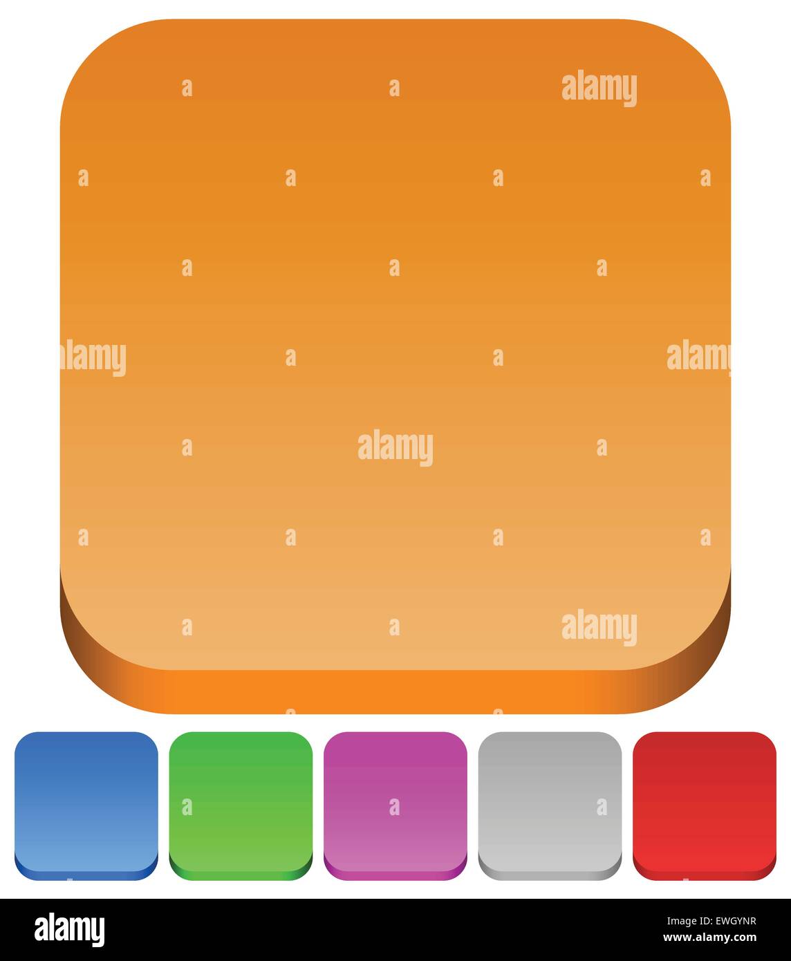 3d squares with rounded corners in 6 colors: Brown, blue, green, purple ...