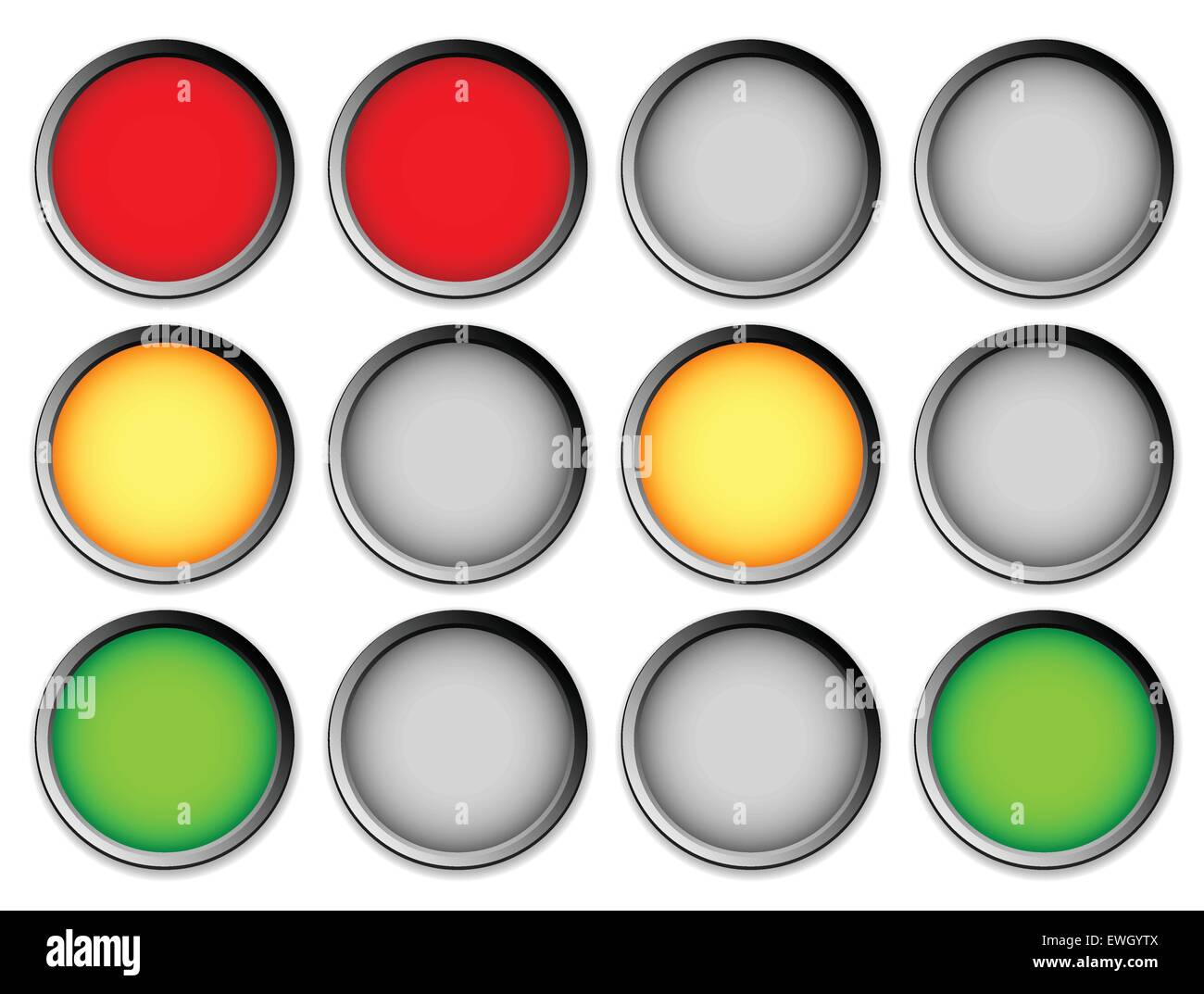 Traffic lights, traffic lamps on white, vector graphic Stock Vector