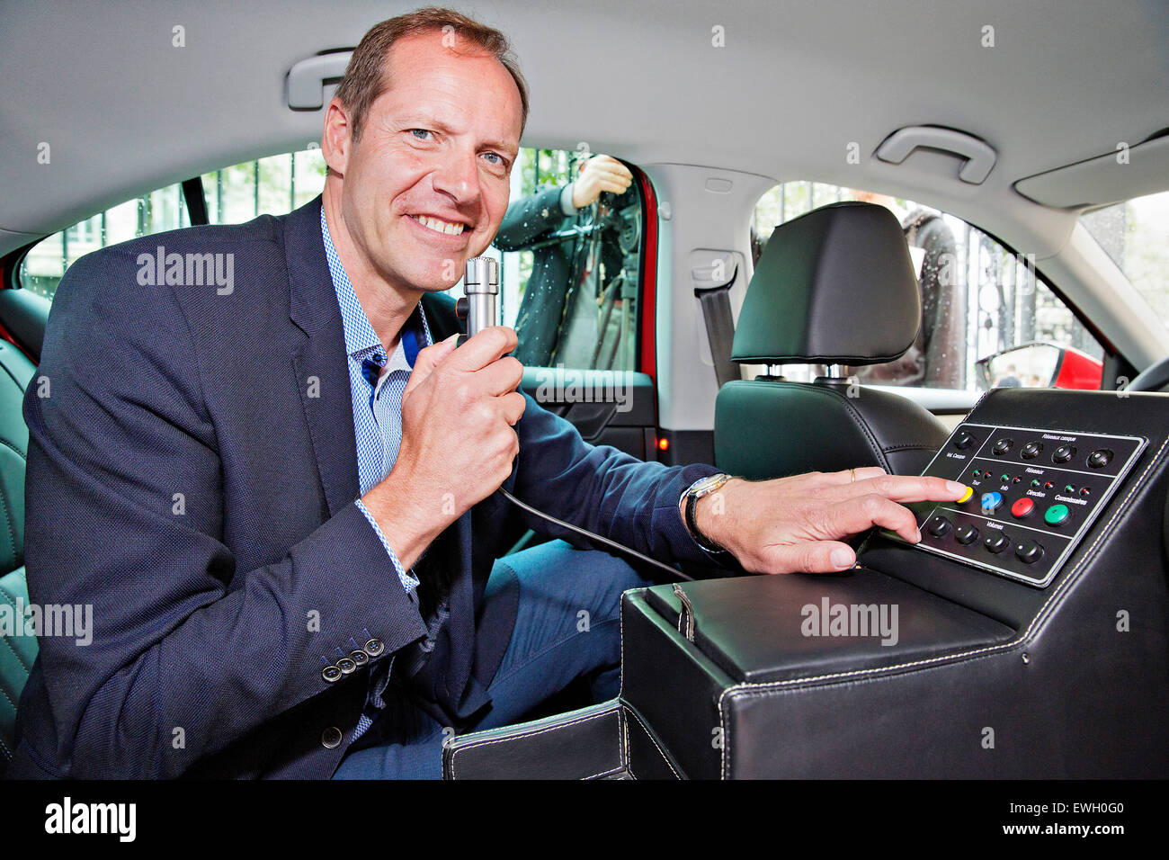 Skoda Superb, Tour de France, red, car for director, Tour de France, Christian Prudhomme Stock Photo