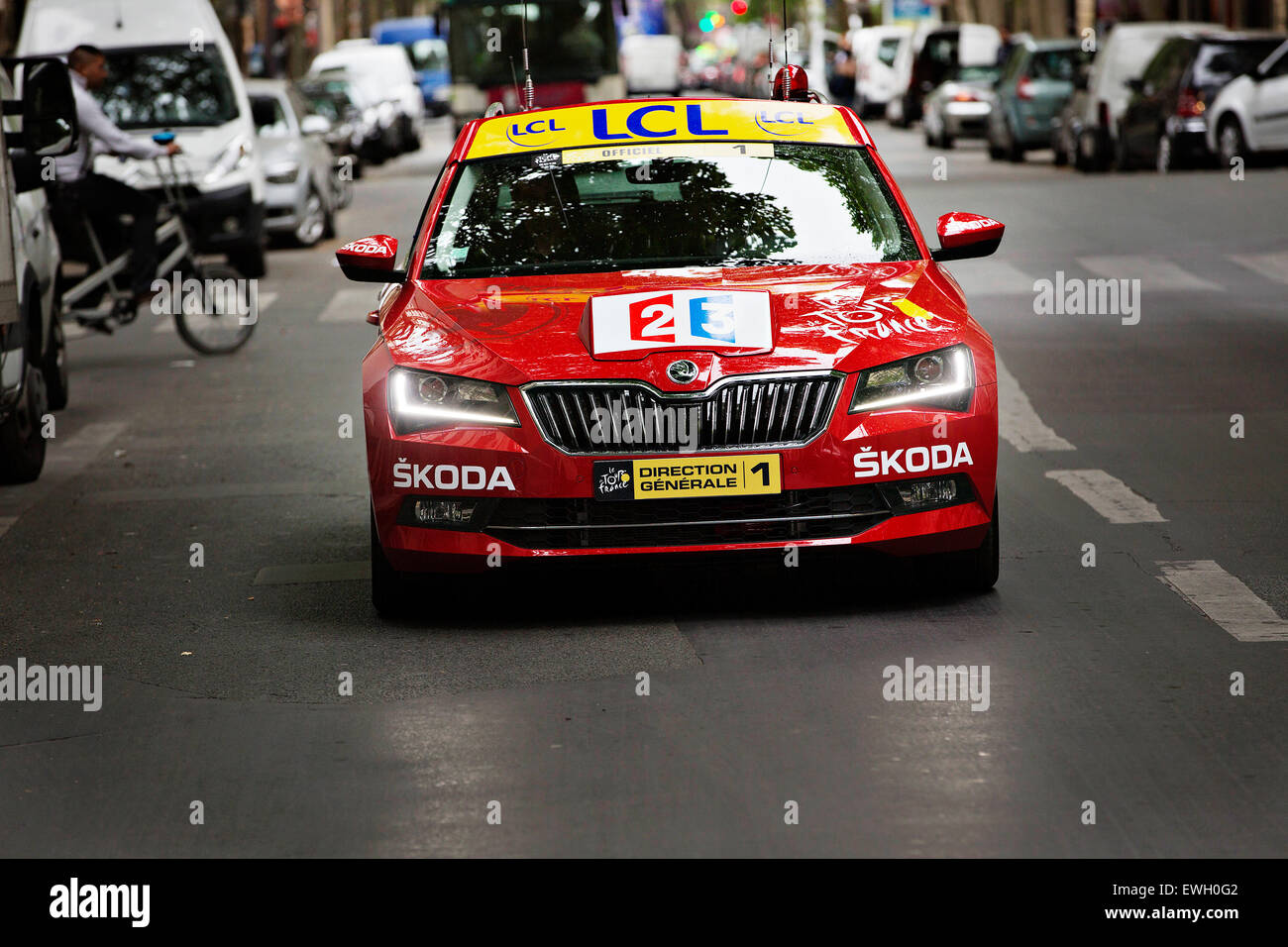 Skoda Superb, Tour de France, red, car for director Stock Photo Alamy
