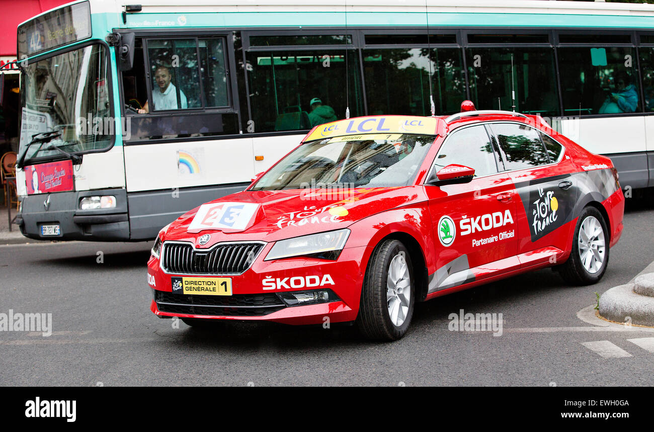 Skoda Superb, Tour de France, red, car for director Stock Photo Alamy