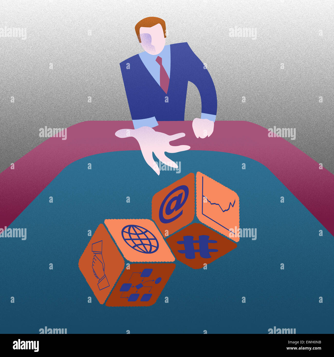 Business throwing dice trying his luck Stock Photo