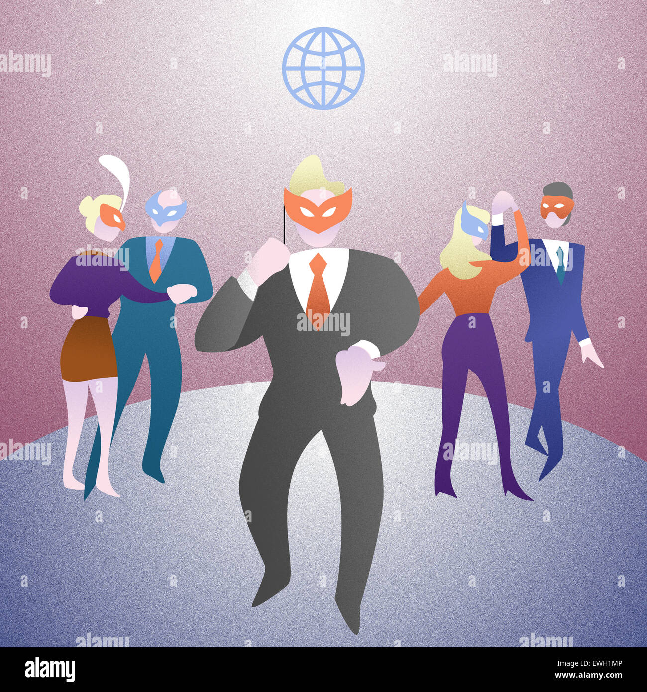 Business people in masquerade mask at party Stock Photo