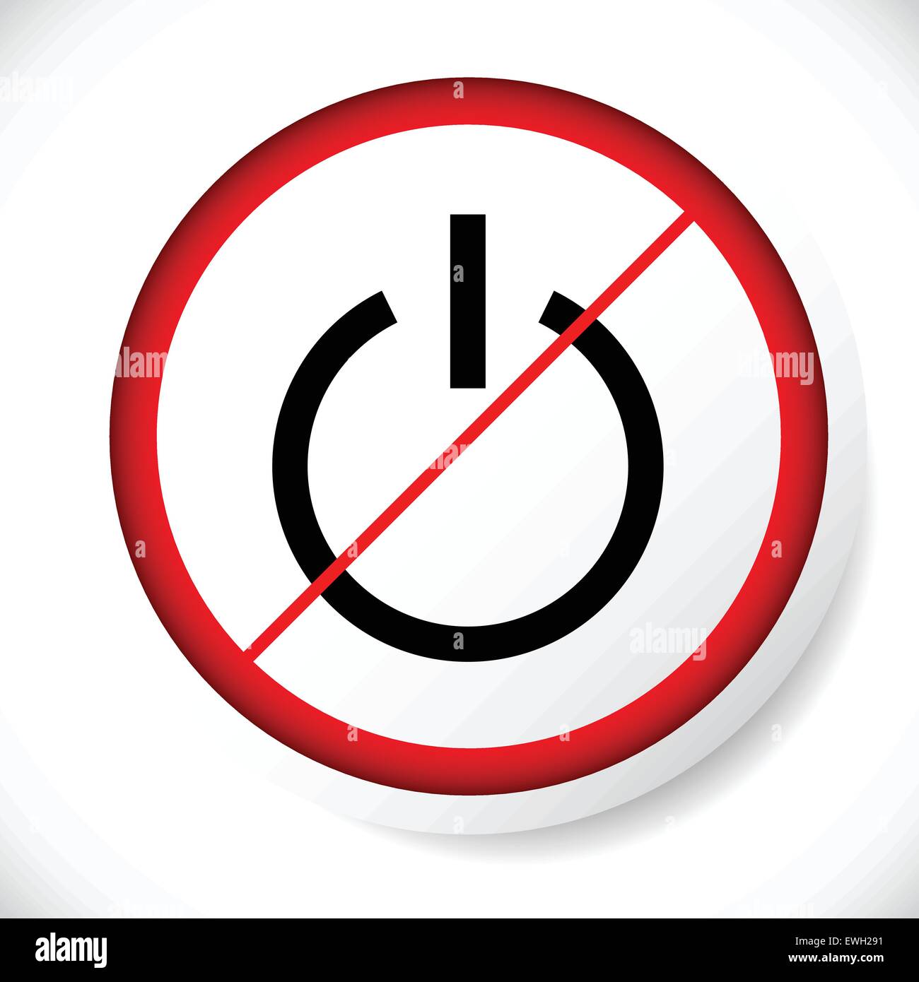 Power symbol and prohibition sign. Black out, no electricity, turn off