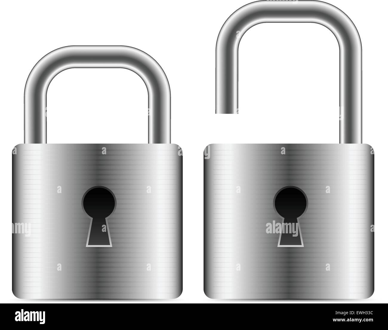 Metallic padlocks - open closed padlocks Stock Vector Image & Art - Alamy