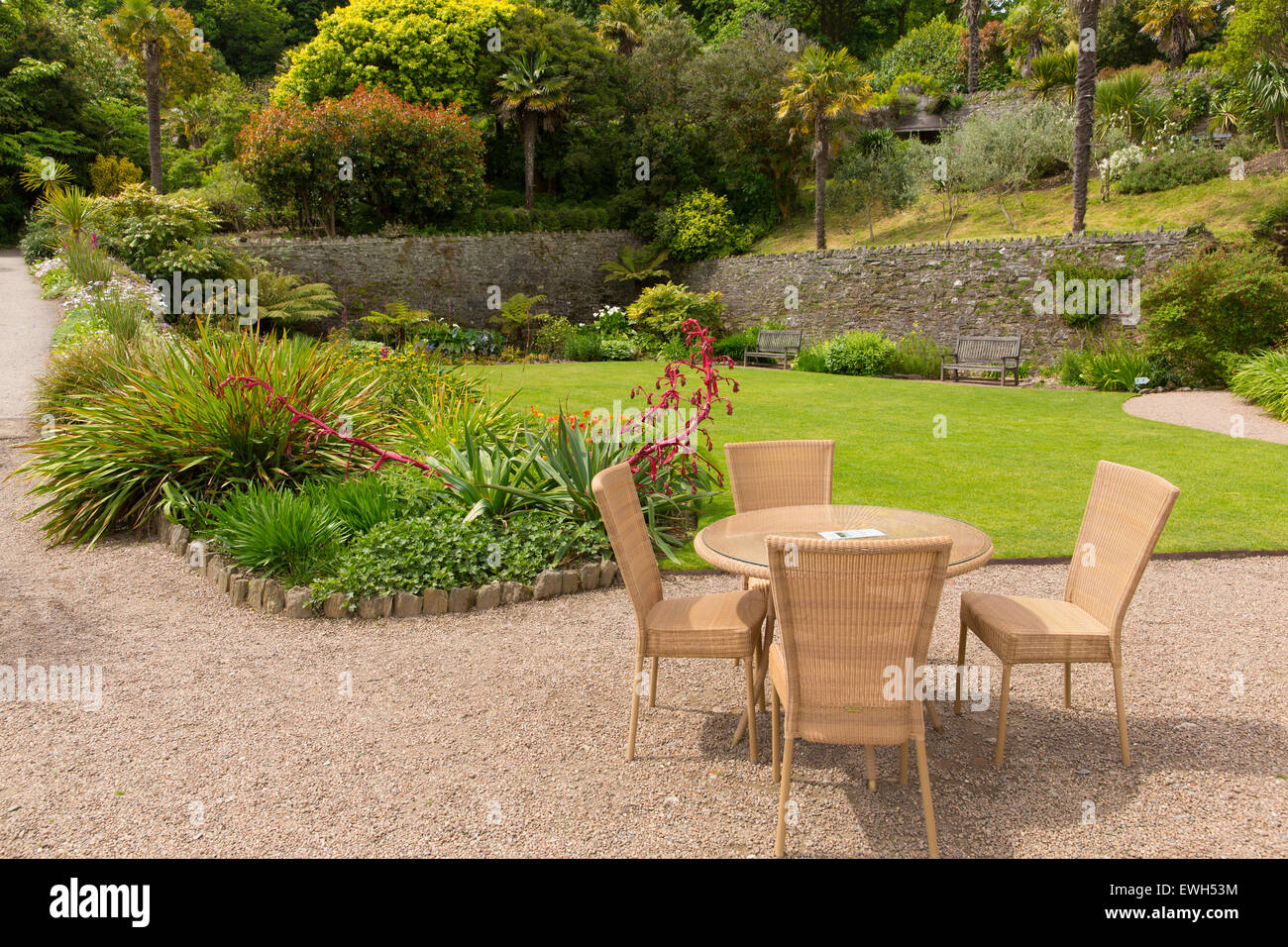 Overbecks Edwardian house gardens in Salcombe Devon England UK a tourist attraction with wonderful sea views Stock Photo