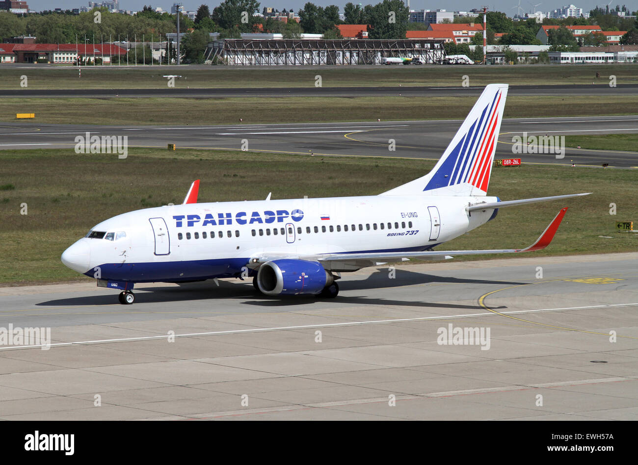 Berlin, Germany, Boeing 737 of the airline Transaero Airlines Stock Photo