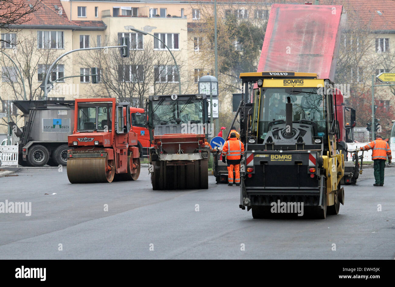 Berlin, Germany, Road construction Stock Photo Alamy