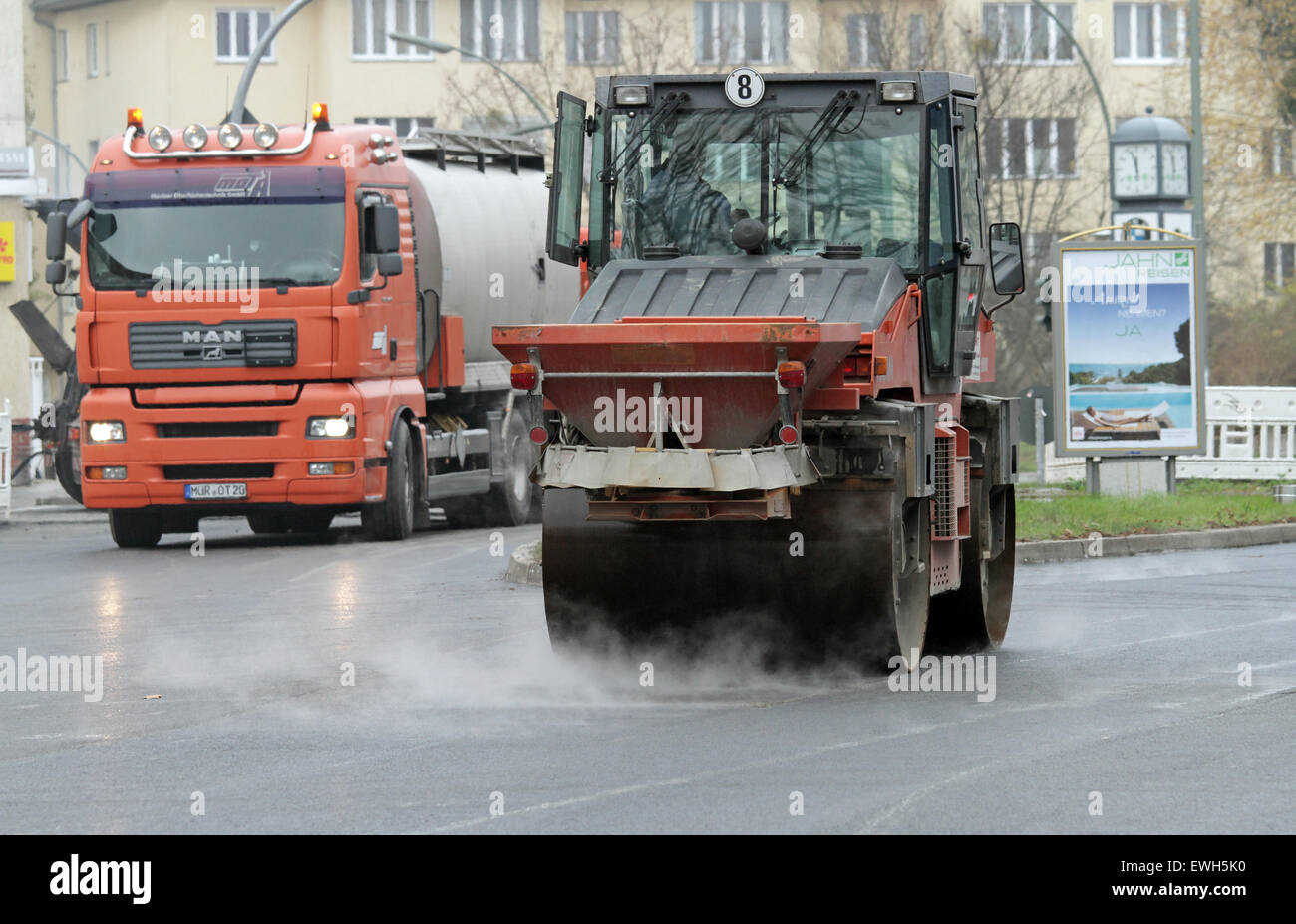 Berlin, Germany, Road construction Stock Photo Alamy
