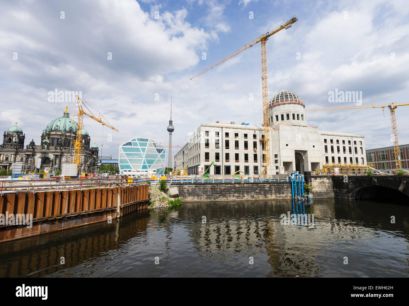 Construction of new reconstructed Berlin Palace or Berliner Schloss on Museum island in Mitte Berlin Germany Stock Photo