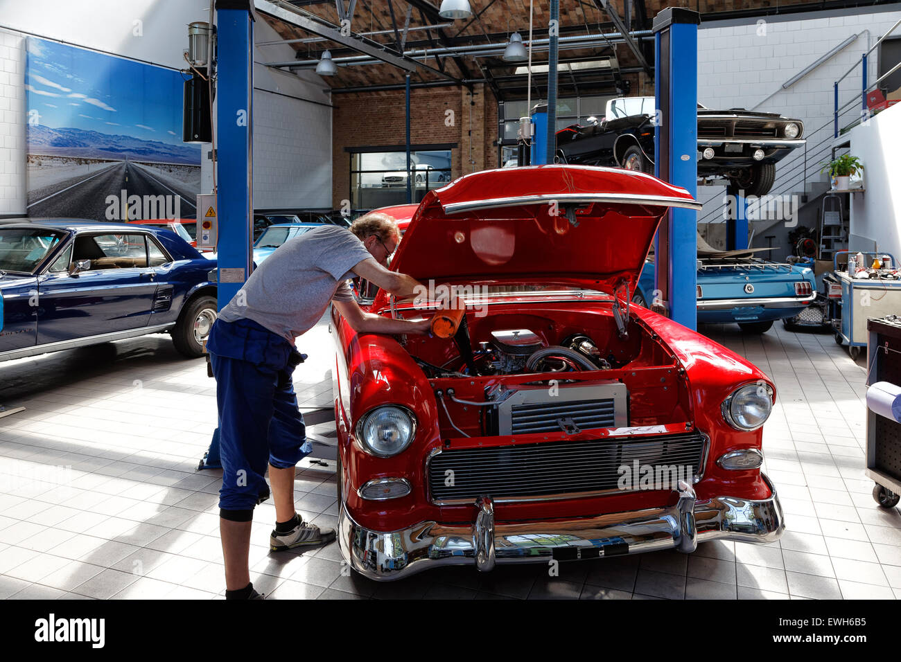 Berlin, Germany, car workshop classics Stock Photo