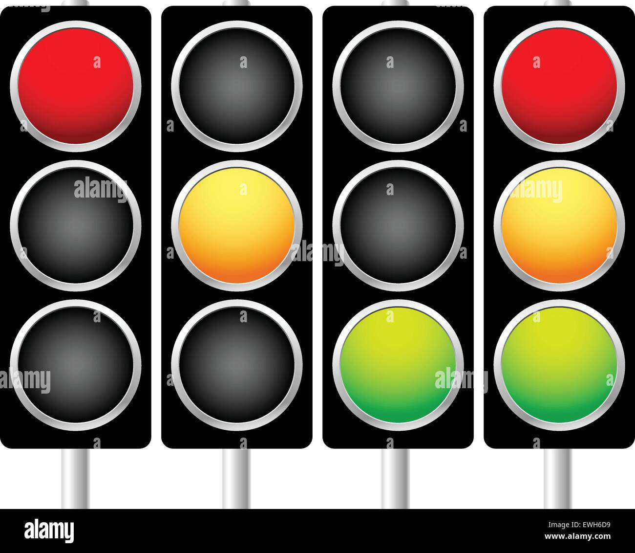 Traffic light, signal, semaphore or control lights vector illustration