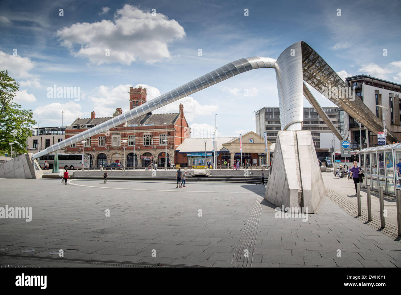 The Whittle Arch sculpture in Coventry city centre Stock Photo