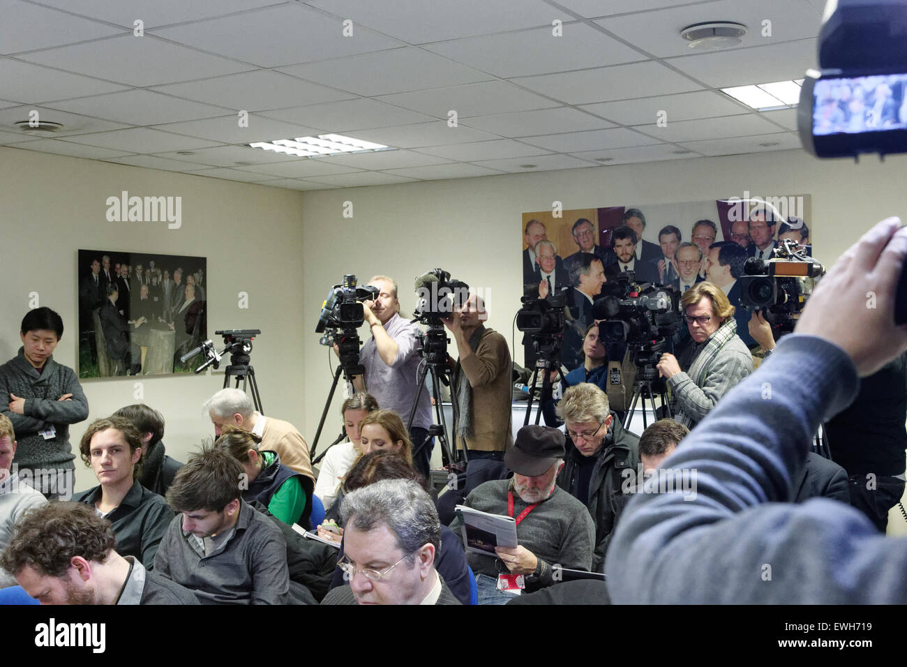 Berlin, Germany, journalists, photographers and cameramen at a press ...