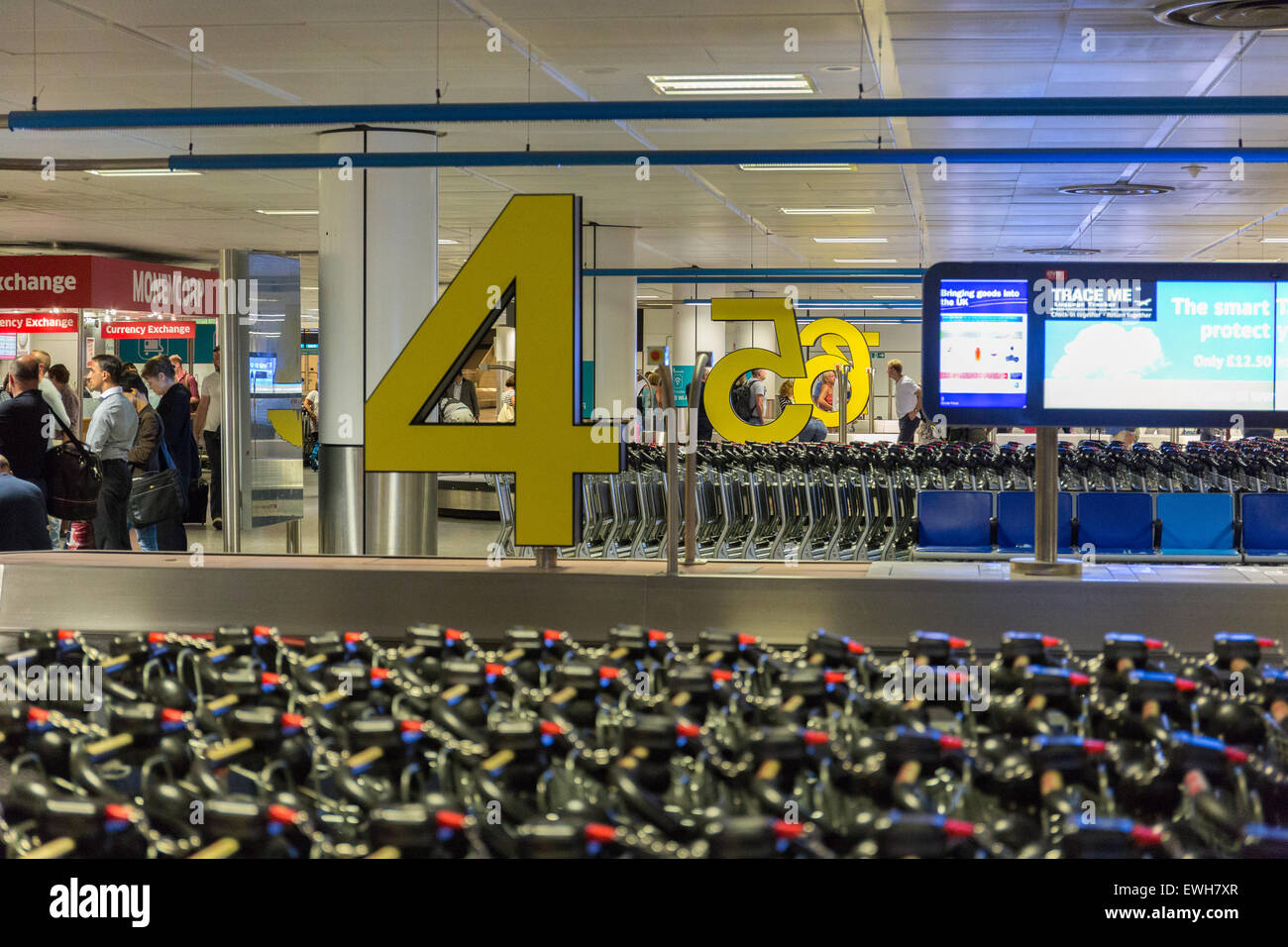 Baggage claim area at London Gatwick airport, London England Stock