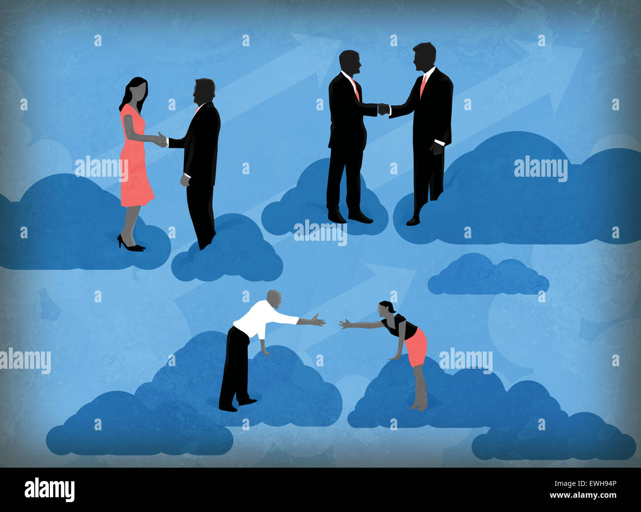 Illustrative image of business people making global partners Stock Photo