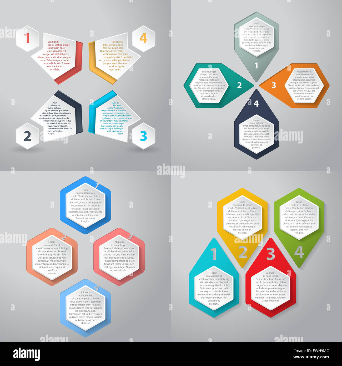 Abstract infographics background design with 4 option hexagon elements ...