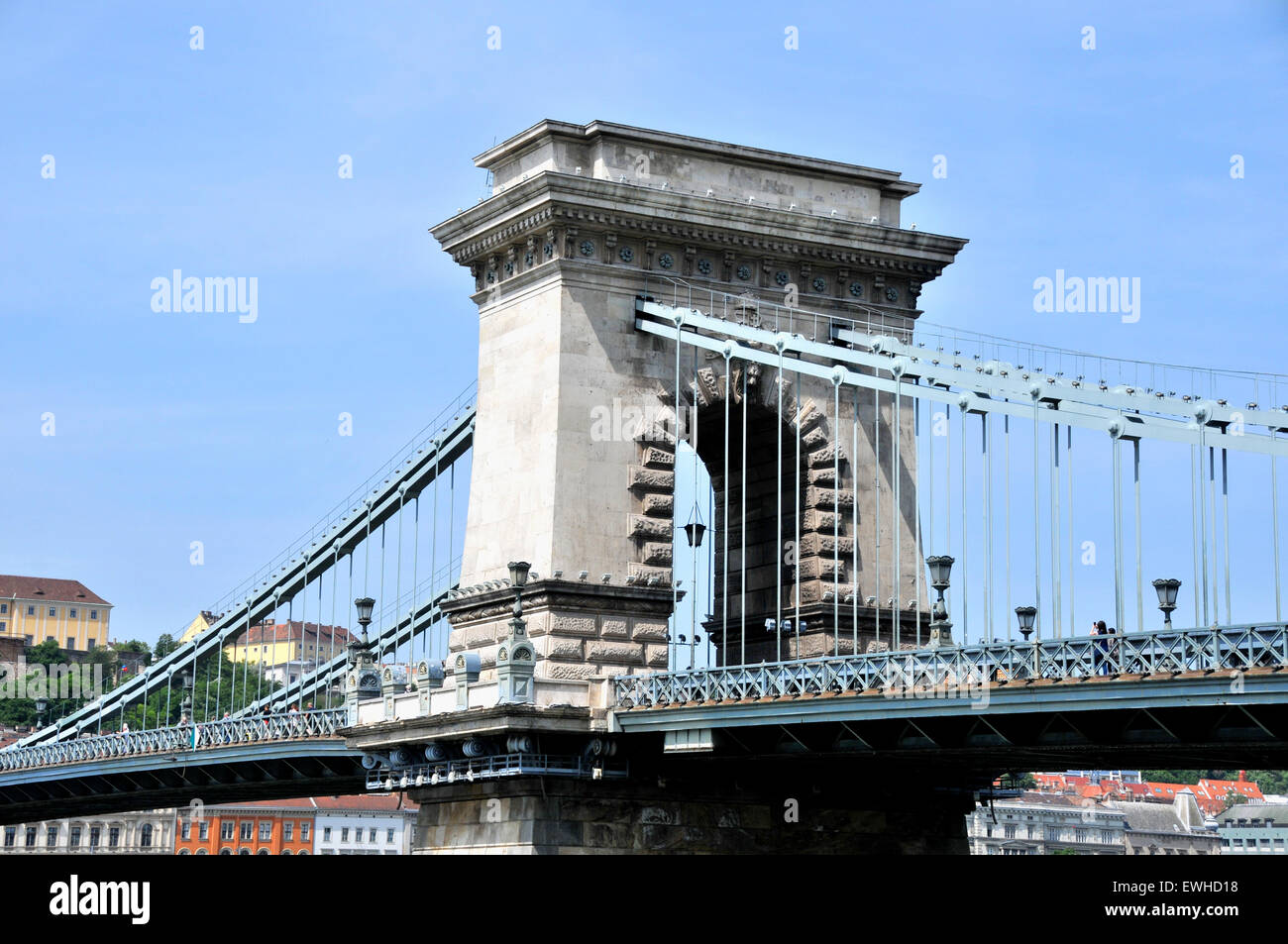 Szecheni Lanchid  chain bridge Budapest Hungary Stock Photo