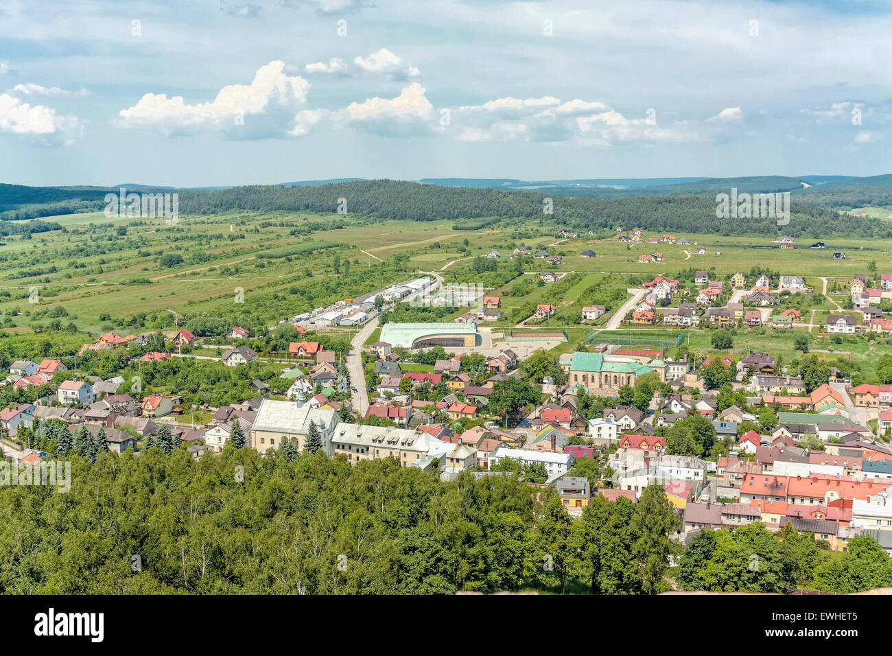 Town of Checiny seen from Checiny Castle, Poland Stock Photo Alamy