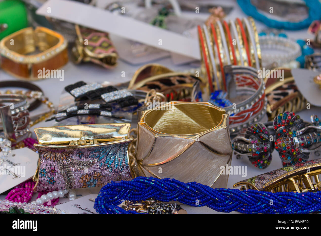 The open market of accessories Stock Photo Alamy