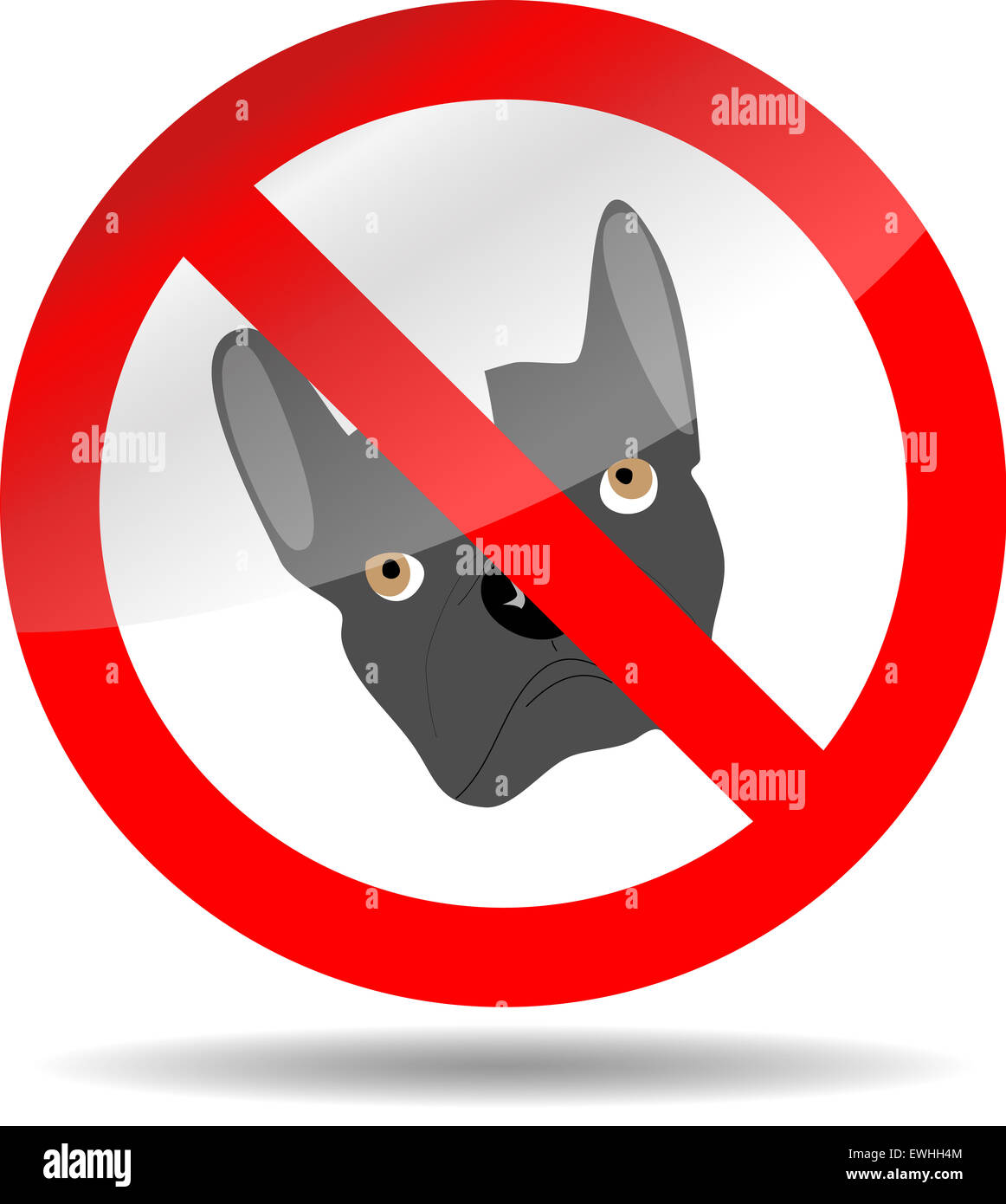 Sign ban dog. Law and no, pet and warning, animal forbidden, vector graphic illustration Stock Photo