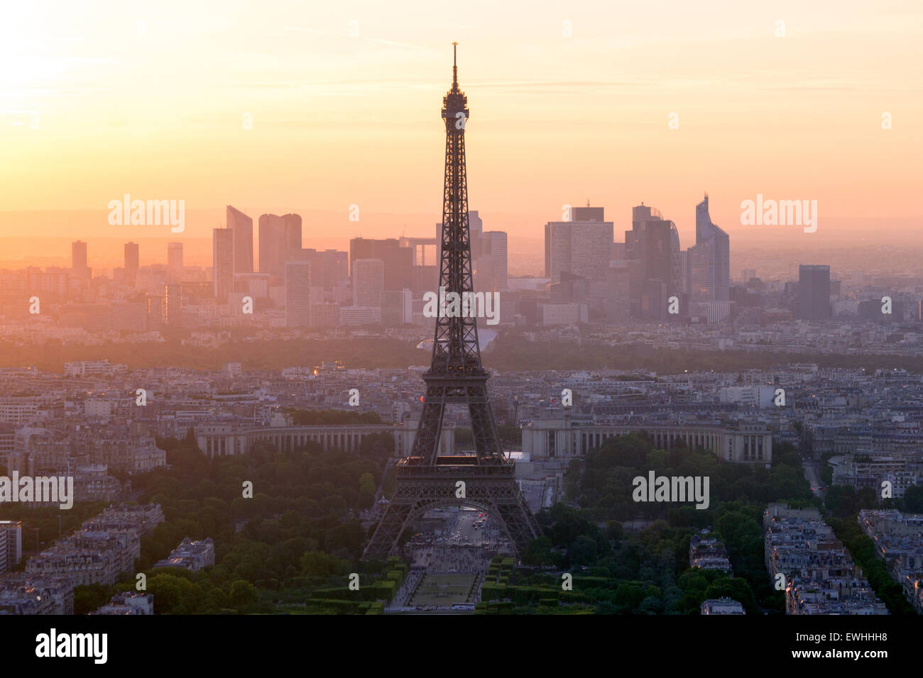 View on the Eiffel tower and the skyline of Paris, France Stock Photo