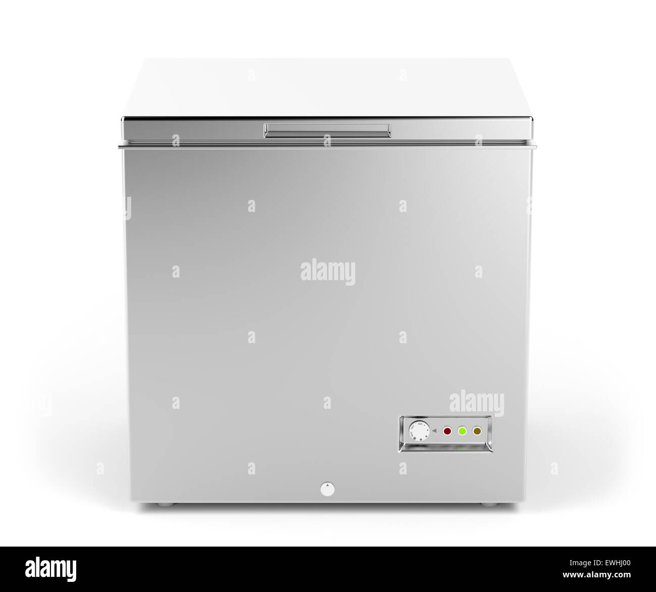Small chest freezer in silver color Stock Photo