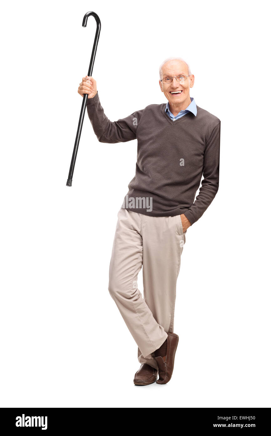 Old man cane smiling gesturing hi-res stock photography and images - Alamy
