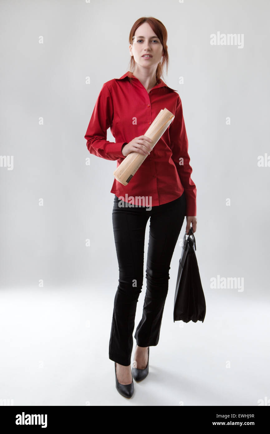 standing business woman shot in the studio Stock Photo - Alamy