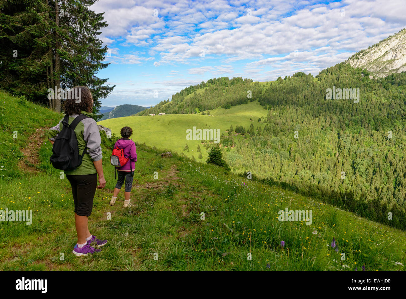 Young adventure hikers trekking lake hi-res stock photography and ...
