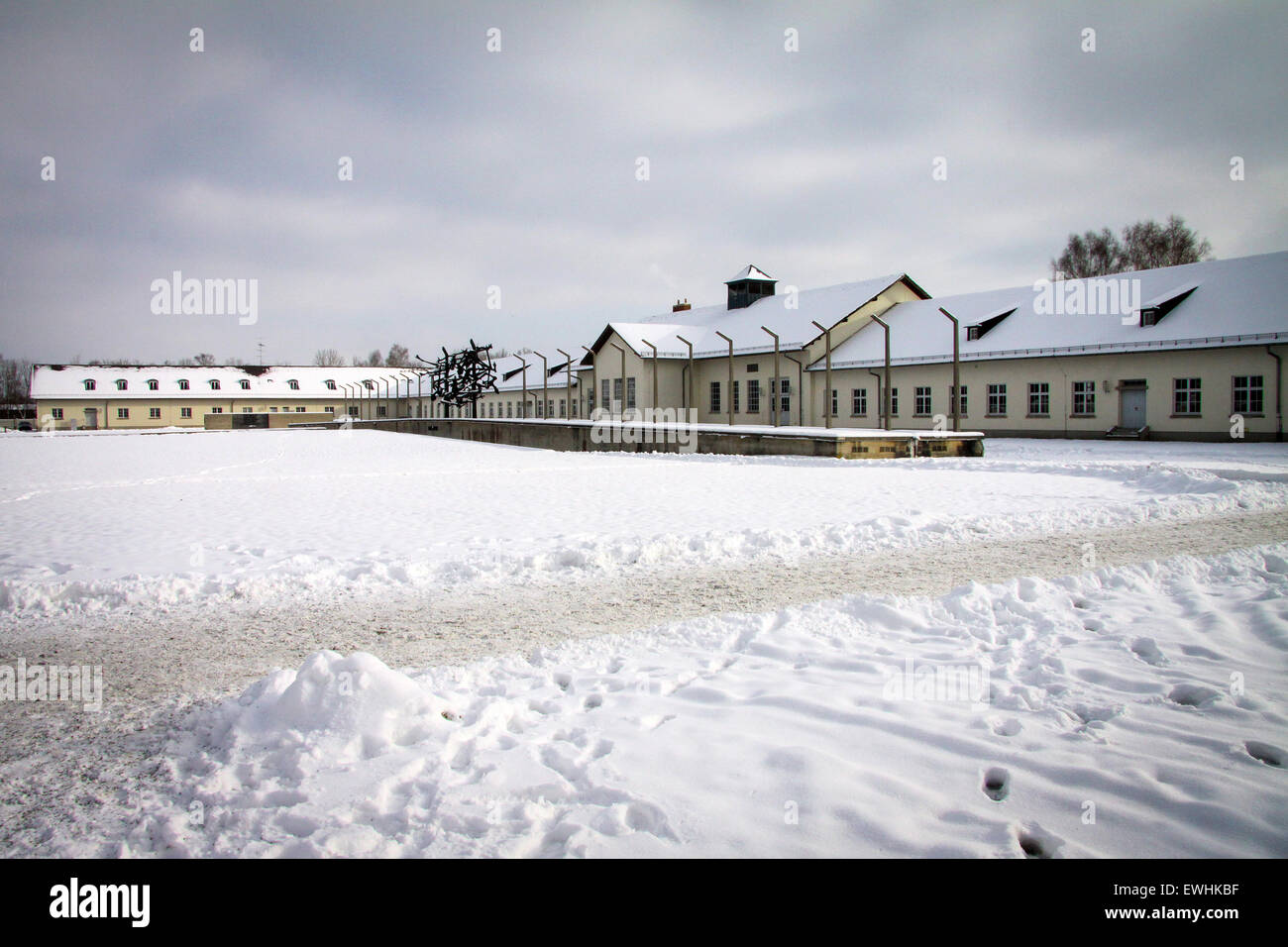 Dachau Concentration Camp Memorial in a Winter Day Stock Photo