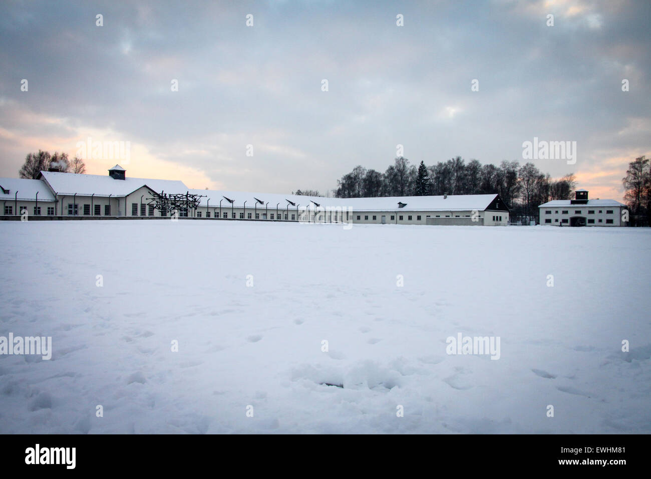 Dachau Concentration Camp Memorial in a Winter Day Stock Photo