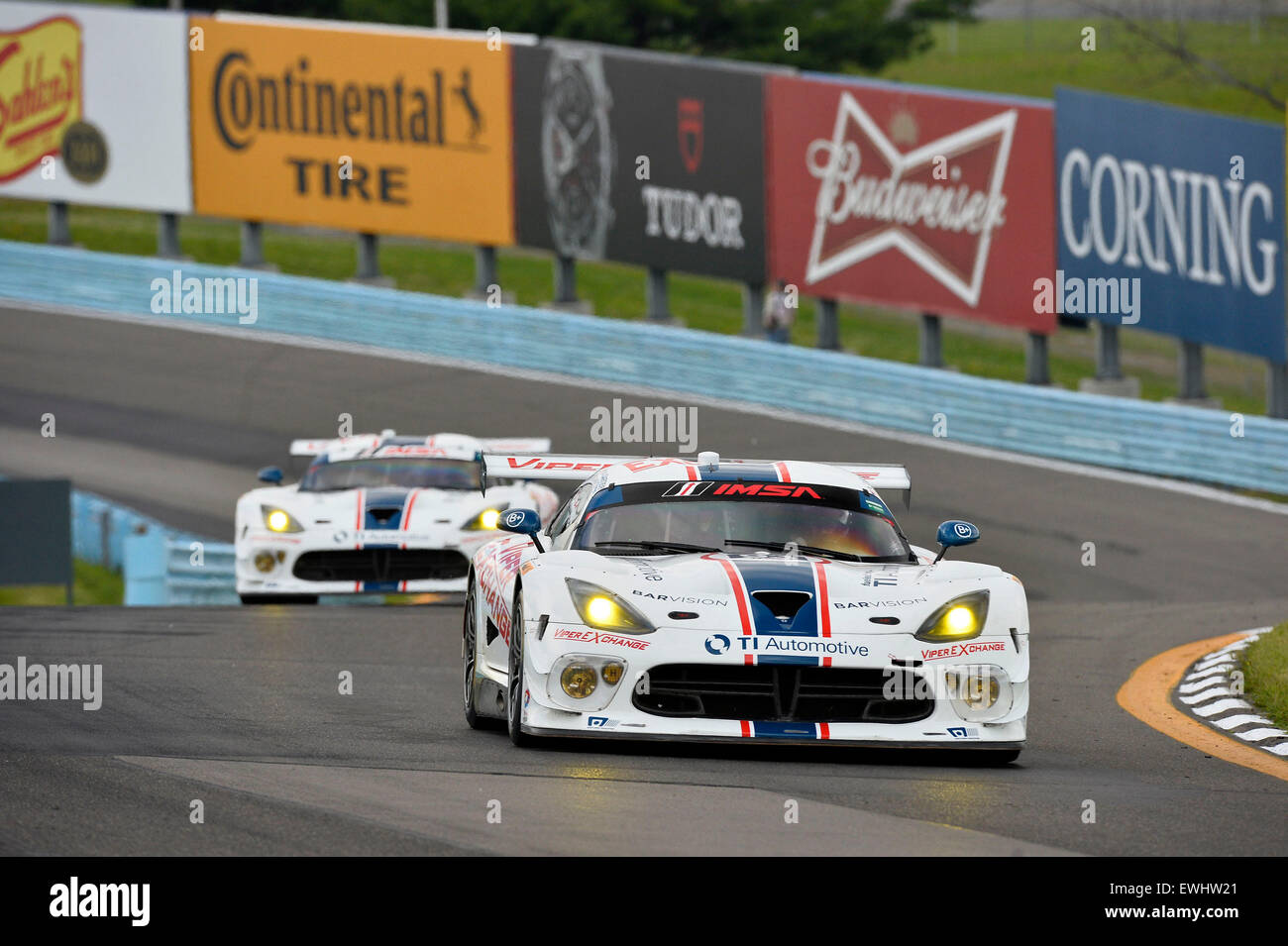 March 14, 2015 - Watkins Glen, NY, U.S. - Watkins Glen, NY - Jun 26, 2015: The Riley Motorsports Dodge Viper SRT races through the turns during a practice session for the Sahlens Six Hours of The Glen for the TUDOR Championship at Watkins Glen International in Watkins Glen, NY. Stock Photo