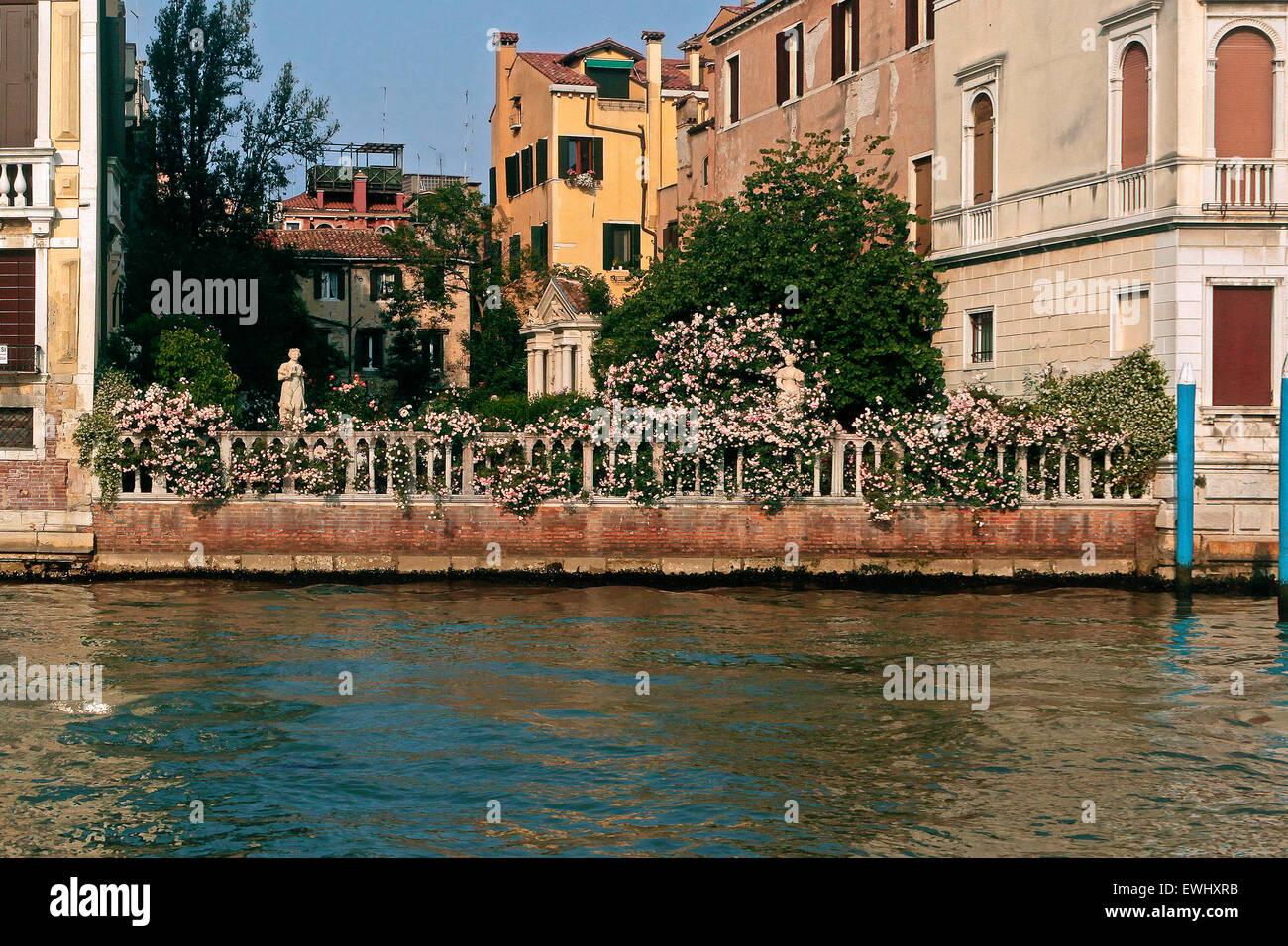 Venice- the garden of Palace Malipiero-Barnabò overlooking the Grand Canal Stock Photo