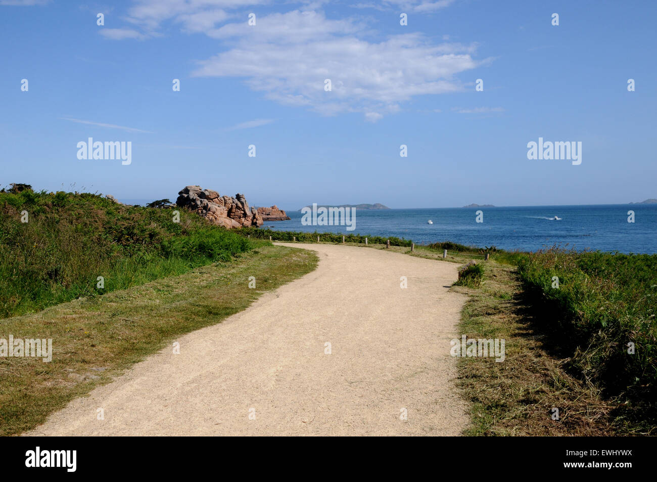 Part of the Sentier Des Douaniers (Customs Officers Path) which runs along the picturesque north Brittany coast. Stock Photo